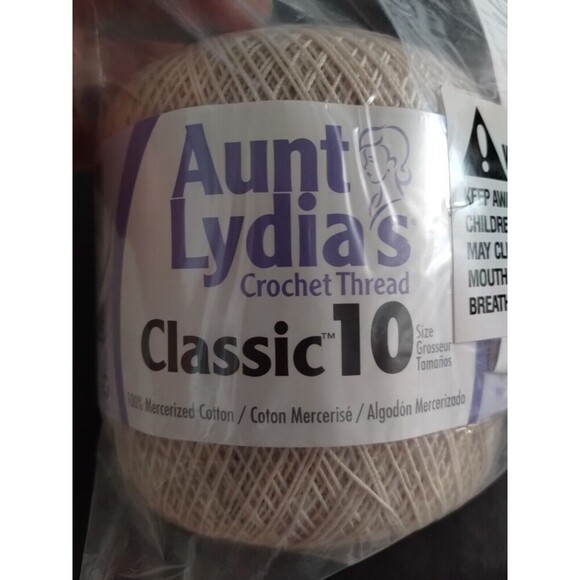 Aunt Lydia's ECRU Cotton Crochet Thread Size 10 Two rolls In Package String Art - Picture 5 of 6